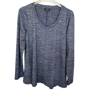 Jones New York Womens Blue Heather Scoop Neck Top M Dark Academia Grunge Coastal